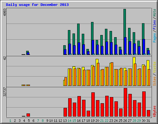 Daily usage for December 2013