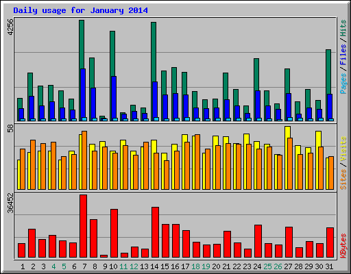 Daily usage for January 2014