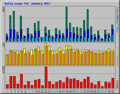 Daily usage for January 2017