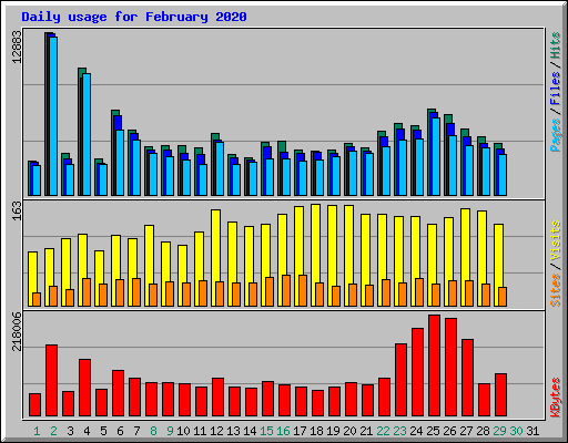 Daily usage for February 2020