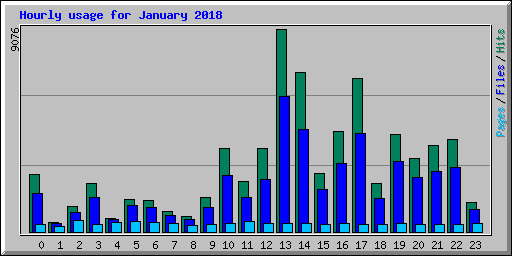 Hourly usage for January 2018